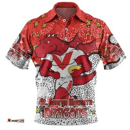 Amazing Aussie St. George Illawarra Dragons Custom Team With Dot And Star Patterns For Tough Fan Polo Shirt
