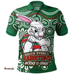 Amazing Aussie South Sydney Rabbitohs Aboriginal Inspired Tough Fan Rugby For Life Polo Shirt