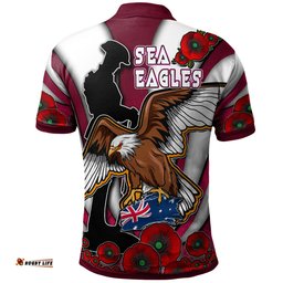 Amazing Aussie Australia Sea Eagle Custom Sea Eagle Remembrance Day Quotes And Poppies Polo Shirt