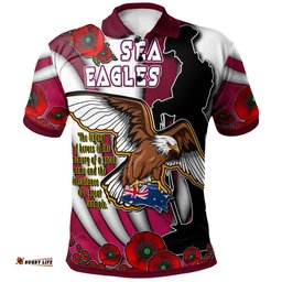 Amazing Aussie Australia Sea Eagle Custom Sea Eagle Remembrance Day Quotes And Poppies Polo Shirt