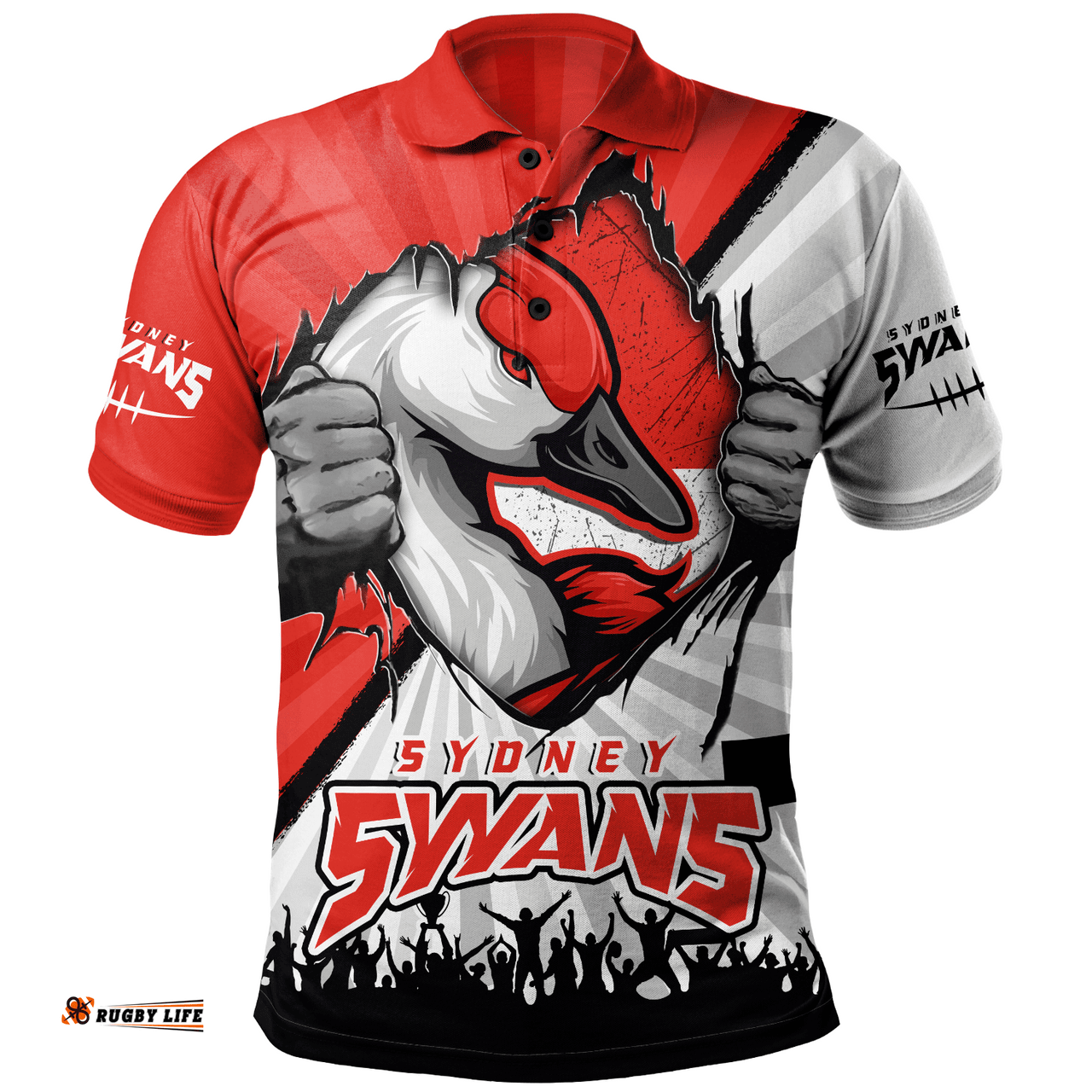 Amazing Aussie Sydney Swans Breaking Through Fan Design Polo Shirt