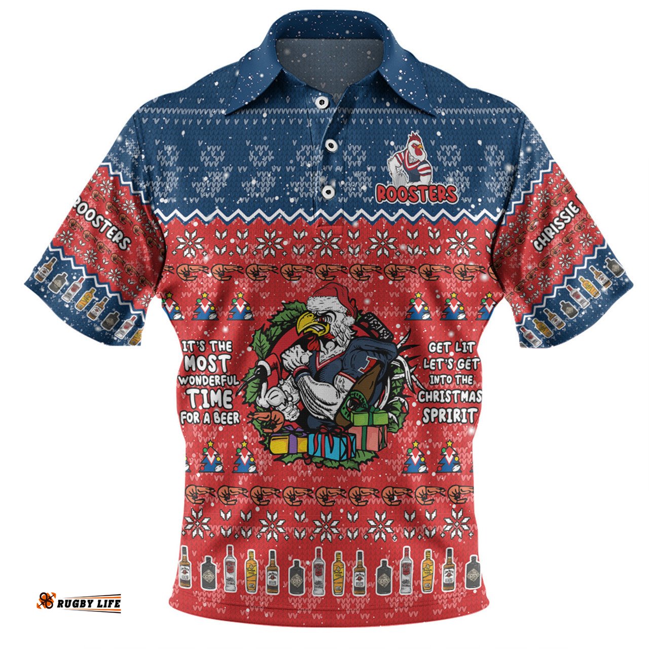 Amazing Aussie Sydney Roosters Christmas Custom Chrissie Spirit Polo Shirt