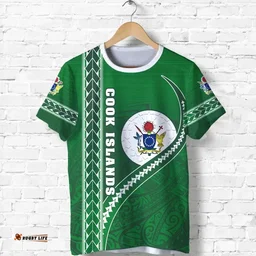 Rugbylife T-Shirt - (Custom Personalised) Cook Islands Rugby T Shirt Simple Style Green - Custom Text and Number K13