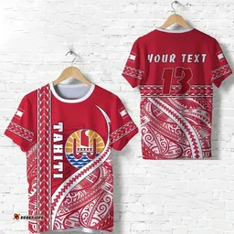 (Custom Personalised) Tahiti Rugby T Shirt Marvelous Version Red Custom Text and Number