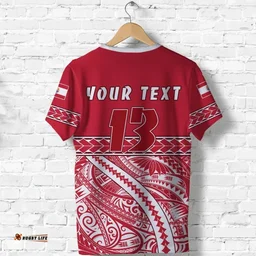 (Custom Personalised) Tahiti Rugby T Shirt Marvelous Version Red Custom Text and Number