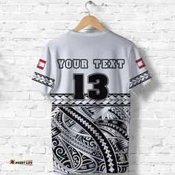 Rugbylife T-Shirt - (Custom Personalised) Tahiti Rugby T Shirt Marvelous Version White - Custom Text and Number K13