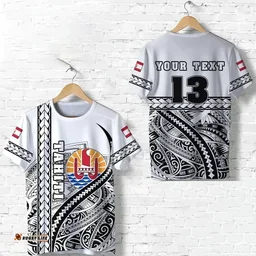 Rugbylife T-Shirt - (Custom Personalised) Tahiti Rugby T Shirt Marvelous Version White - Custom Text and Number K13