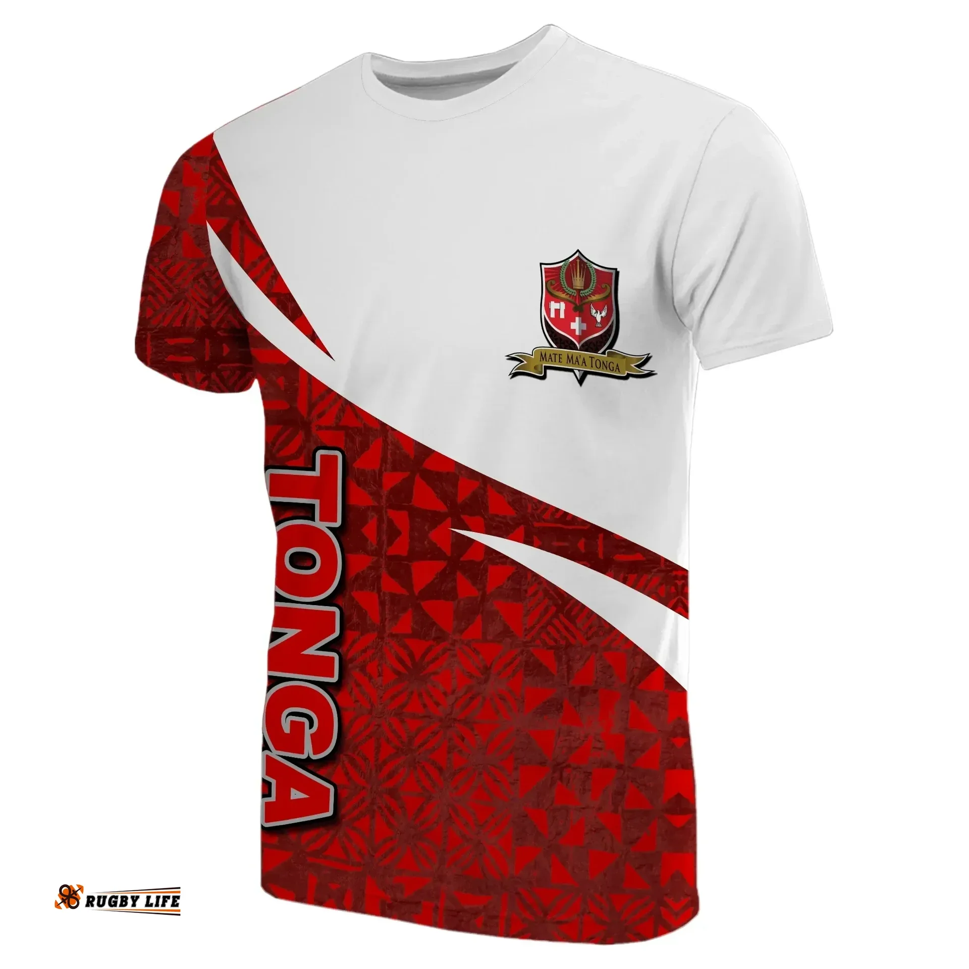 Mate Ma'a Tonga Rugby T-Shirt Polynesian Native Tapa TH4