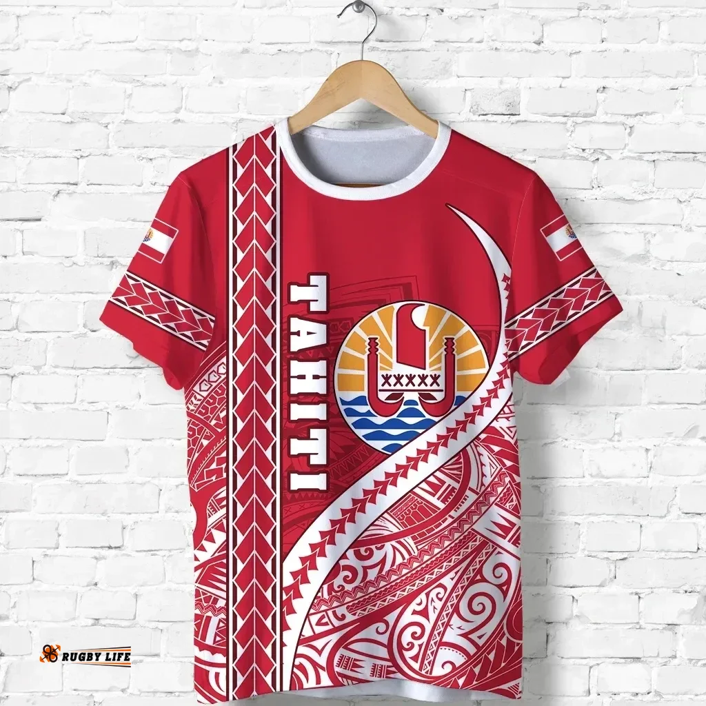 Rugbylife T-Shirt - Tahiti Rugby T Shirt Marvelous Version Red K13