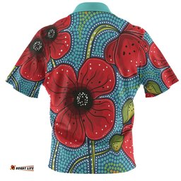 Amazing Aussie Australia Flowers Aboriginal Aboriginal Dot Art Of Australian Poppy Flower Painting Polo Shirt