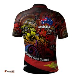 Amazing Aussie Australia Papua New Guinea Birds Of Paradise With Aboriginal Polo Shirt