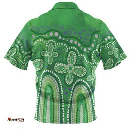 Amazing Aussie Australia Aboriginal Dot painting illustration in Aboriginal style Green Polo Shirt