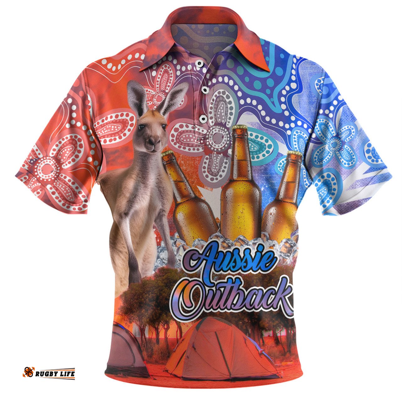 Amazing Aussie Australia Kangaroo Aboriginal Camping Custom Aussie Outback Camping with Beer Polo Shirt