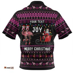 Amazing Aussie Australia Christmas Custom Aussie Christmas Pink Flamingo Santa Sleigh Polo Shirt
