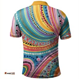 Amazing Aussie Australia Aboriginal Australian Indigenous Aboriginal Art Vivid Pastel Colours Ver 3 Polo Shirt