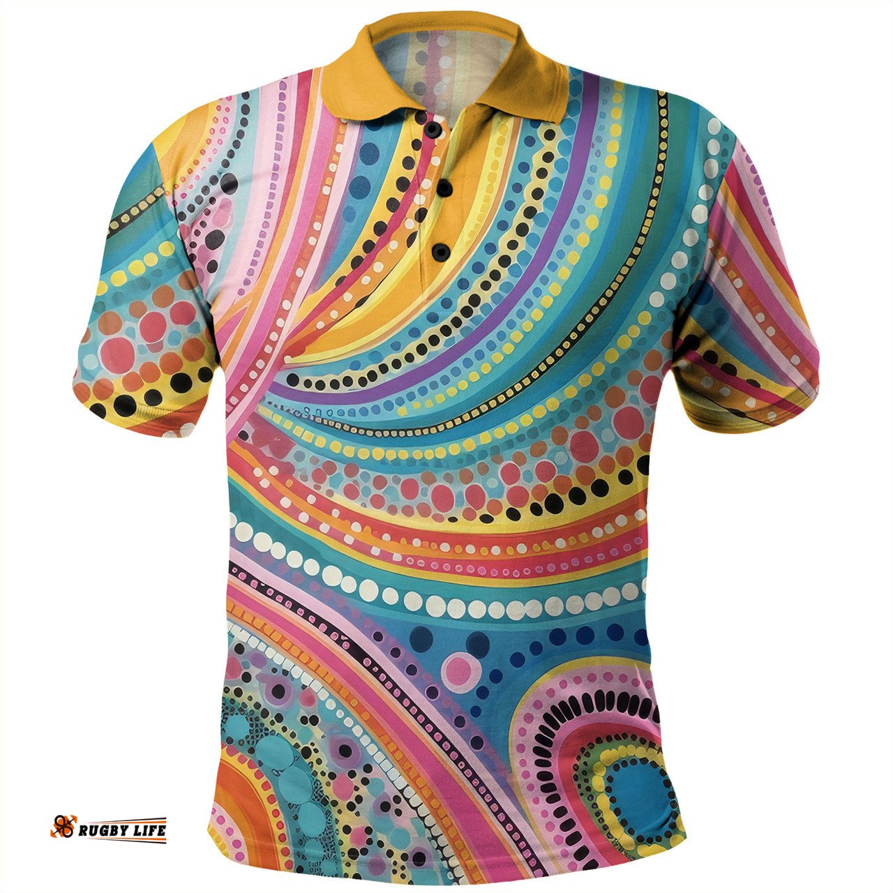 Amazing Aussie Australia Aboriginal Australian Indigenous Aboriginal Art Vivid Pastel Colours Ver 3 Polo Shirt