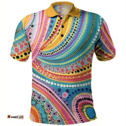 Amazing Aussie Australia Aboriginal Australian Indigenous Aboriginal Art Vivid Pastel Colours Ver 3 Polo Shirt