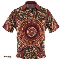 Amazing Aussie Australia Aboriginal Brown Aboriginal Style Dot Painting Polo Shirt