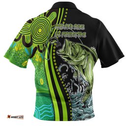 Amazing Aussie Australia Fishing Aboriginal Fishing Custom Rise And Shine A Bass Fish Jumps Out Of Water And Aboriginal Patterns Inspired Polo Shirt