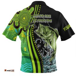 Amazing Aussie Australia Fishing Aboriginal Fishing Custom Rise And Shine A Bass Fish Jumps Out Of Water And Aboriginal Patterns Inspired Polo Shirt
