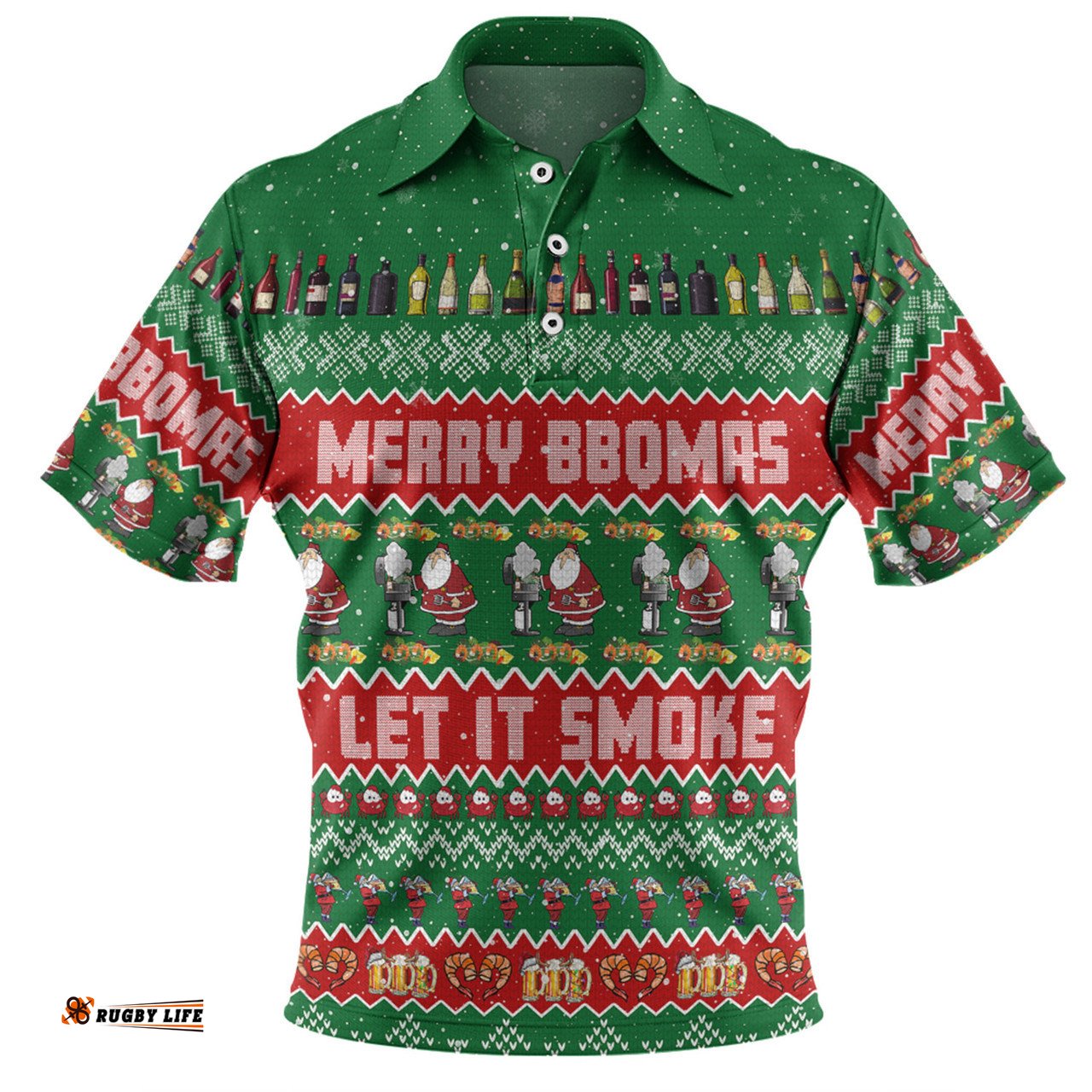 Amazing Aussie Australia Christmas Custom Merry BBQMax Let It Smoke Polo Shirt