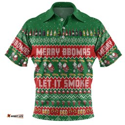 Amazing Aussie Australia Christmas Custom Merry BBQMax Let It Smoke Polo Shirt