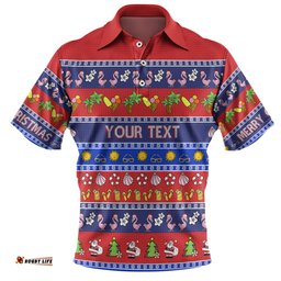 Amazing Aussie Australia Christmas Custom Aussie Christmas Flamingo Summer Vibes Blue Polo Shirt