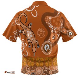 Amazing Aussie Australia Goanna Aboriginal Indigenous Dot Goanna (Orange) Polo Shirt