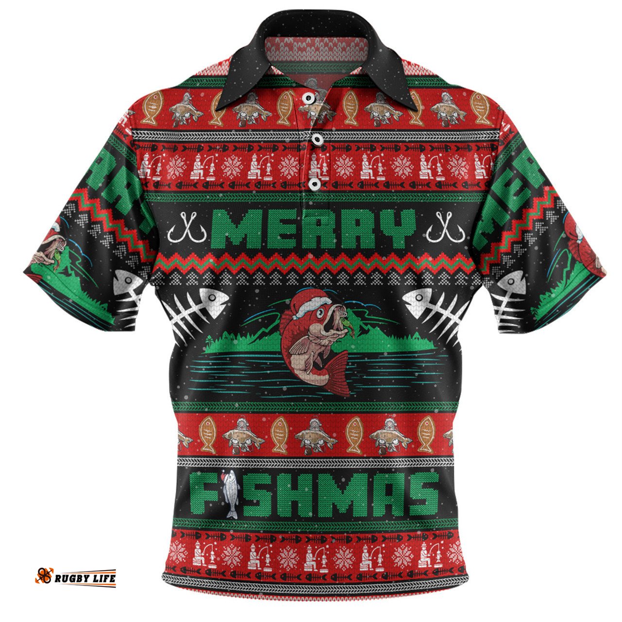 Amazing Aussie Australia Christmas Fishing Custom Merry Ugly Fishmas Polo Shirt
