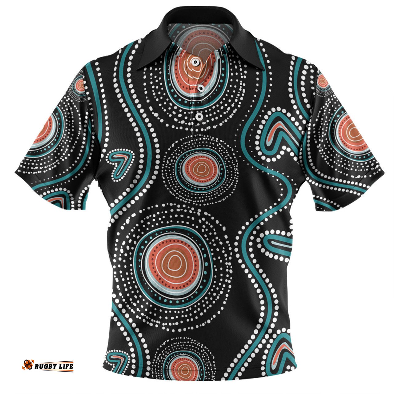Amazing Aussie Australia Dot Painting Inspired Aboriginal Aboriginal Green Dot Patterns Art Painting Polo Shirt