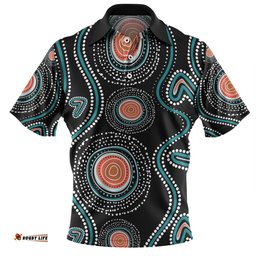 Amazing Aussie Australia Dot Painting Inspired Aboriginal Aboriginal Green Dot Patterns Art Painting Polo Shirt