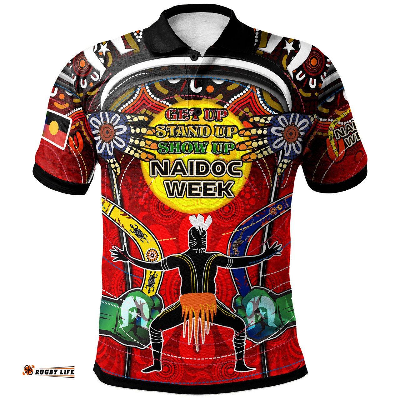 Amazing Aussie Australia Naidoc Week Custom Celebrate Naidoc Week Aboriginal Inspired Culture "Get up, Stand up, Show up" Polo Shirt