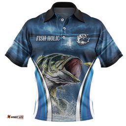 Amazing Aussie Australia Fishing Custom Jumping Barramundi Fishing  Polo Shirt