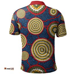 Amazing Aussie Australia Aboriginal Beautiful Indigenous Seamless Pattern Based in Universe with Galaxies Form Polo Shirt