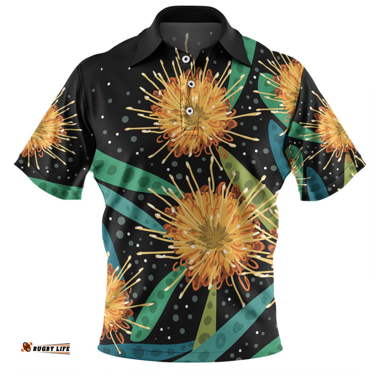 Amazing Aussie Australia Flowers Aboriginal Australian Yellow Hakea Flower Art Polo Shirt