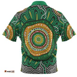 Amazing Aussie Australia Aboriginal Green Aboriginal Style Dot Painting Polo Shirt