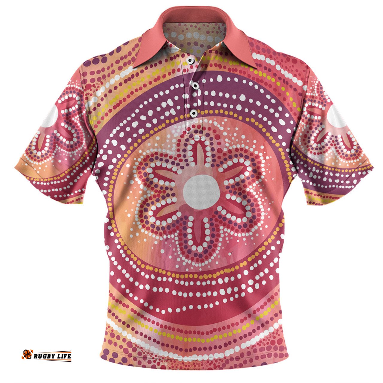 Amazing Aussie Australia Dot Painting Inspired Aboriginal Aboriginal Style Dot Polo Shirt
