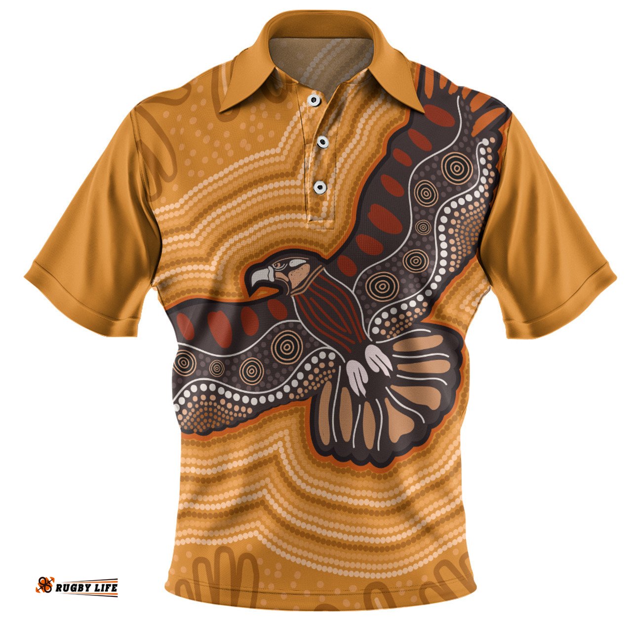 Amazing Aussie Australia Eagle Aboriginal Aboriginal Eagles With Dot Painting Pattern Polo Shirt