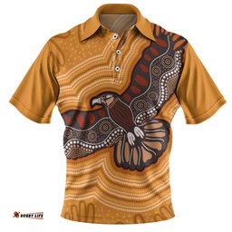 Amazing Aussie Australia Eagle Aboriginal Aboriginal Eagles With Dot Painting Pattern Polo Shirt