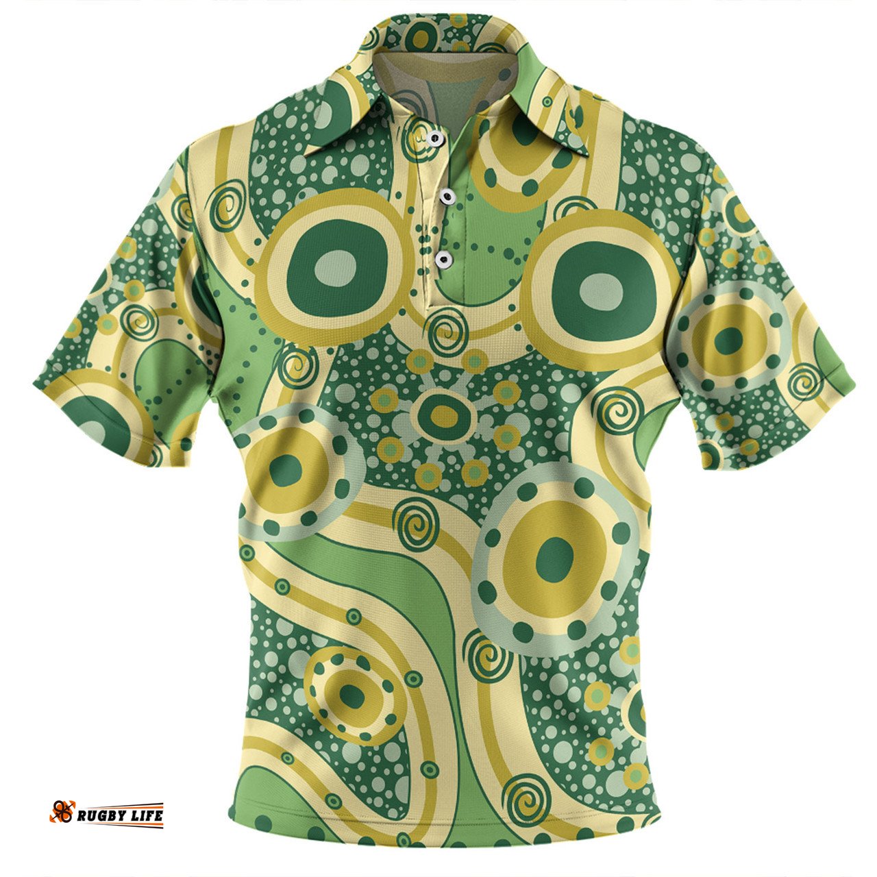 Amazing Aussie Australia Aboriginal Yellow Aboriginal Dot Art Inspired Polo Shirt