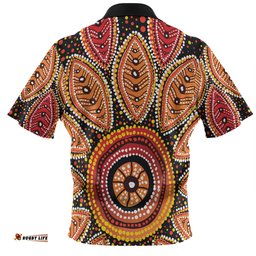 Amazing Aussie Australia Aboriginal Beautiful Dotted Leaves Aboriginal Art Background Polo Shirt