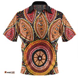 Amazing Aussie Australia Aboriginal Beautiful Dotted Leaves Aboriginal Art Background Polo Shirt