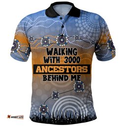 Amazing Aussie Australia Aboriginal Walking with 3000 Ancestors Behind Me Blue Patterns Polo Shirt
