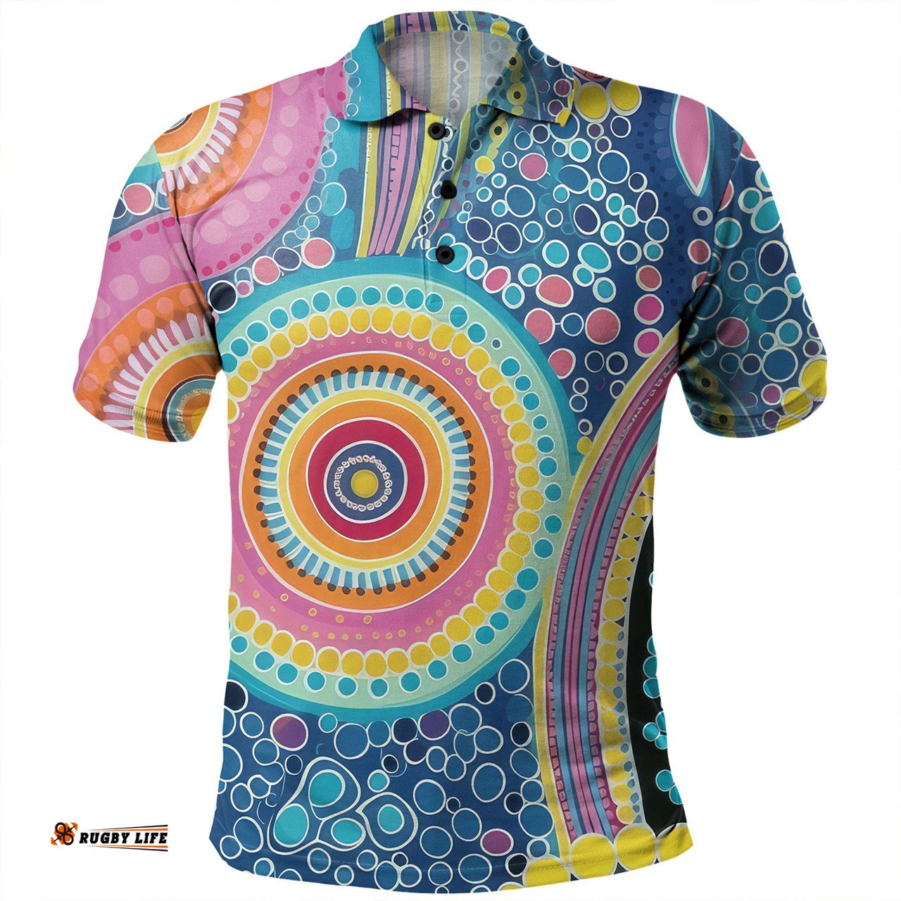 Amazing Aussie Australia Aboriginal Dots Pattern And Vivid Pastel Colours Polo Shirt
