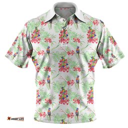 Amazing Aussie Australia Rainbow Lorikeets Rainbow Lorikeets Colorful Tropical Exotic Flowers Polo Shirt