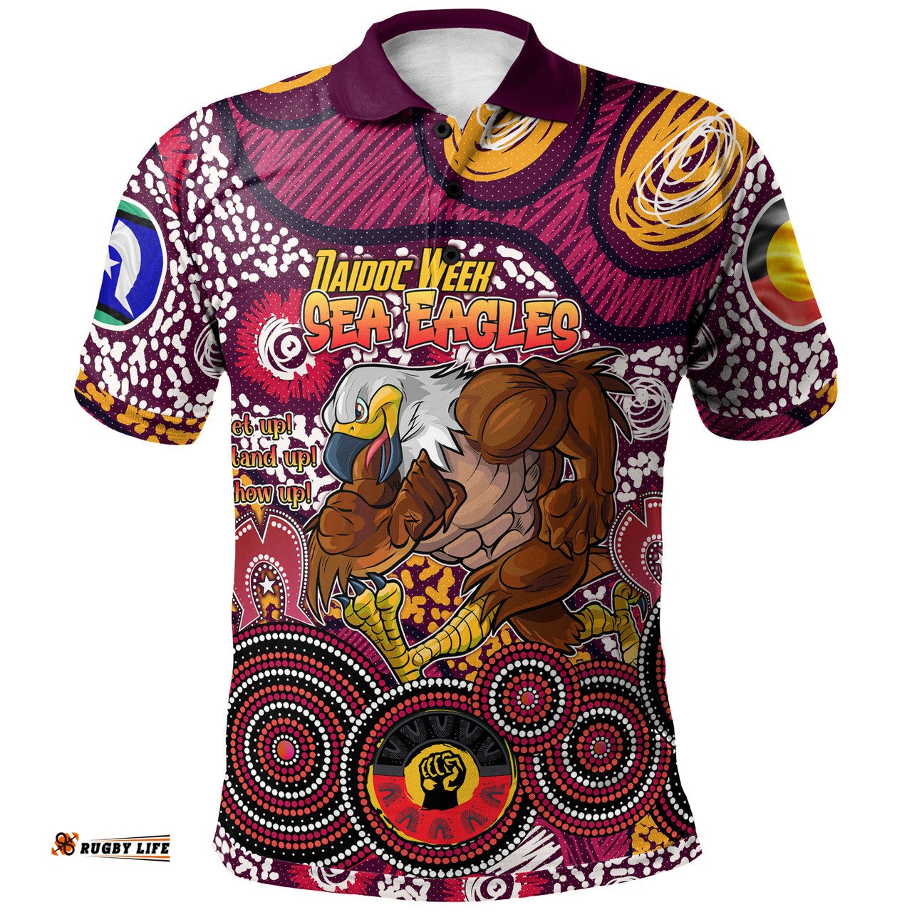 Amazing Aussie Manly Warringah Sea Eagles Custom Naidoc Week Manly Warringah Sea Eagles Polo Shirt