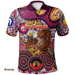 Amazing Aussie Manly Warringah Sea Eagles Custom Naidoc Week Manly Warringah Sea Eagles Polo Shirt