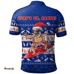 Amazing Aussie Australia Merry Christmas Mate Surf's Up Santa Polo Shirt