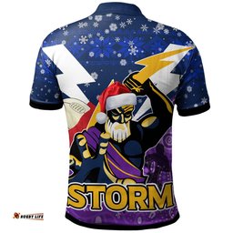 Amazing Aussie Melbourne Storm Christmas Custom Melbourne Storm Thunder Man With Aboriginal Inspired Dot Painting Christmas Polo Shirt