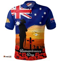 Amazing Aussie Australia Lest We Forget Remembrance Day Tribute Polo Shirt